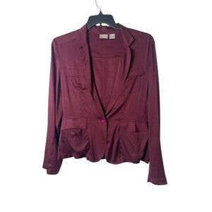 Spiegel Silk Blend Blazer Top Women’s 18 Burgundy Satin One Button 90s Holiday